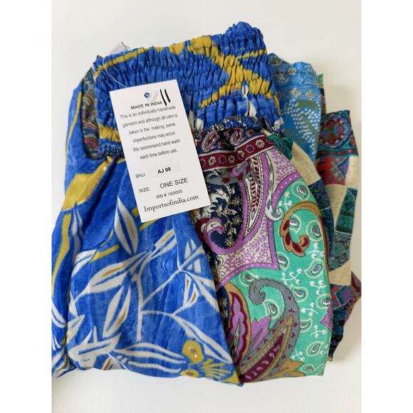 Mixed-print wide-leg trousers- One Size 100% Silk - Picture 5 of 5